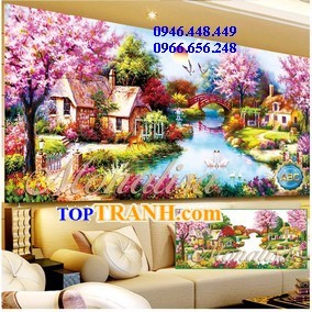 Tranh gắn đá ngôi nhà hạnh phúc